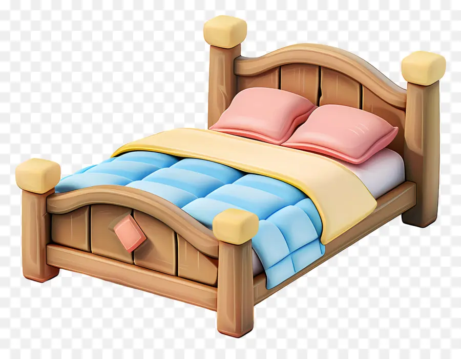 Animado Cama，Quadro De Cama De Madeira PNG