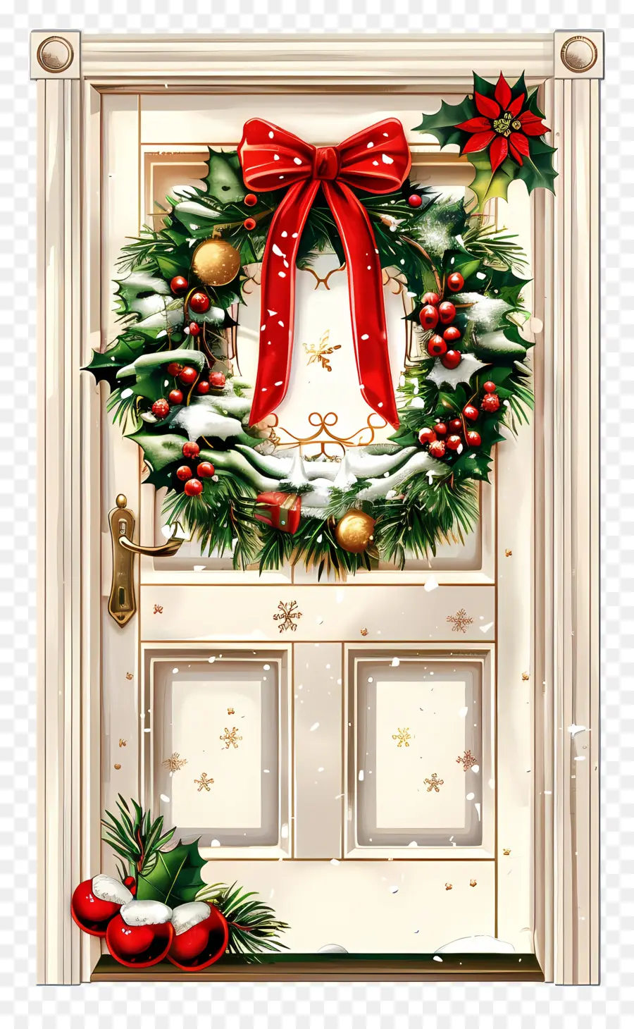 Natal Porta，Decorações De Natal PNG