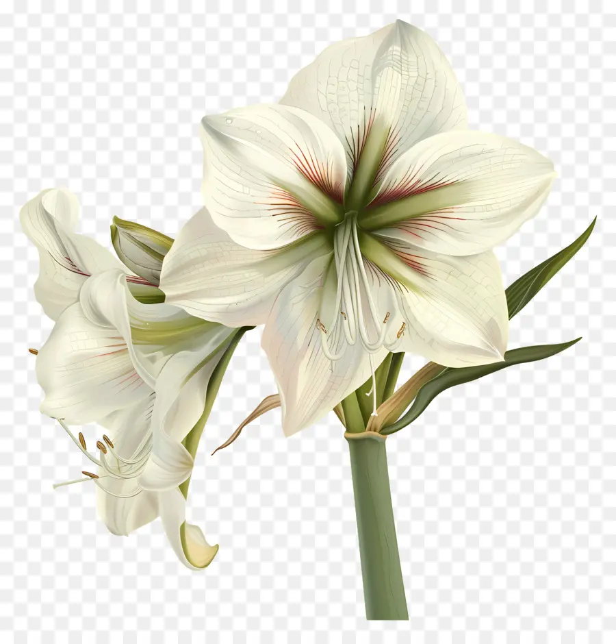 Amaryllis Flor，Flor Branca PNG