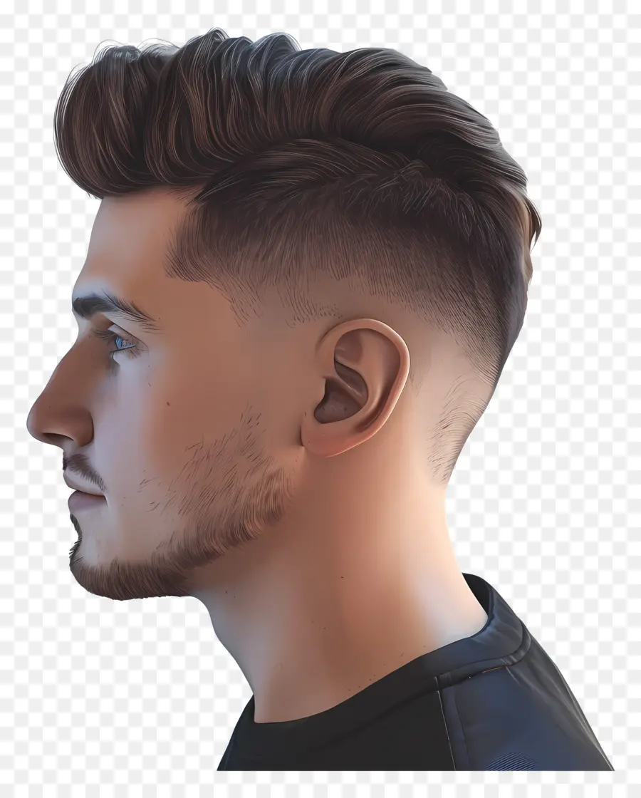 Corte De Cabelo De Desbotamento Médio De Comprimento Médio，Penteado Masculino PNG