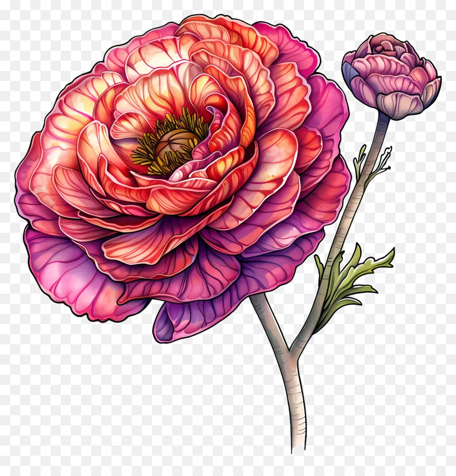 Ranunculus Flor，Flor De Papoula Rosa PNG