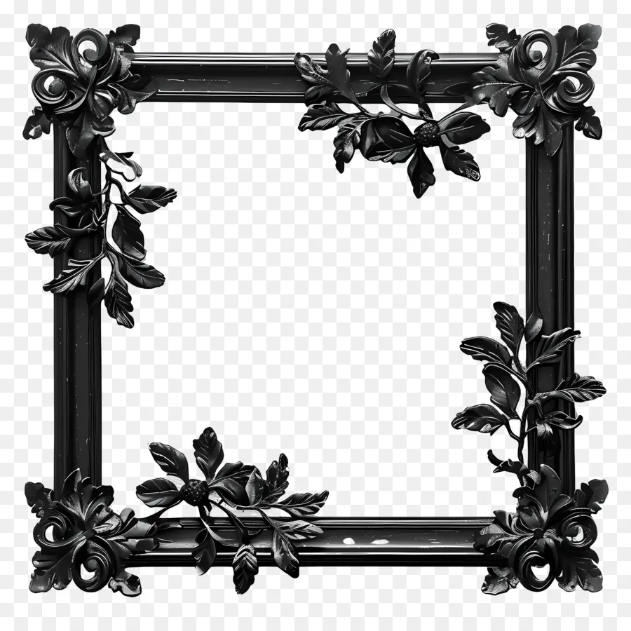 Moldura Em Preto，Quadro De Metal Preto PNG