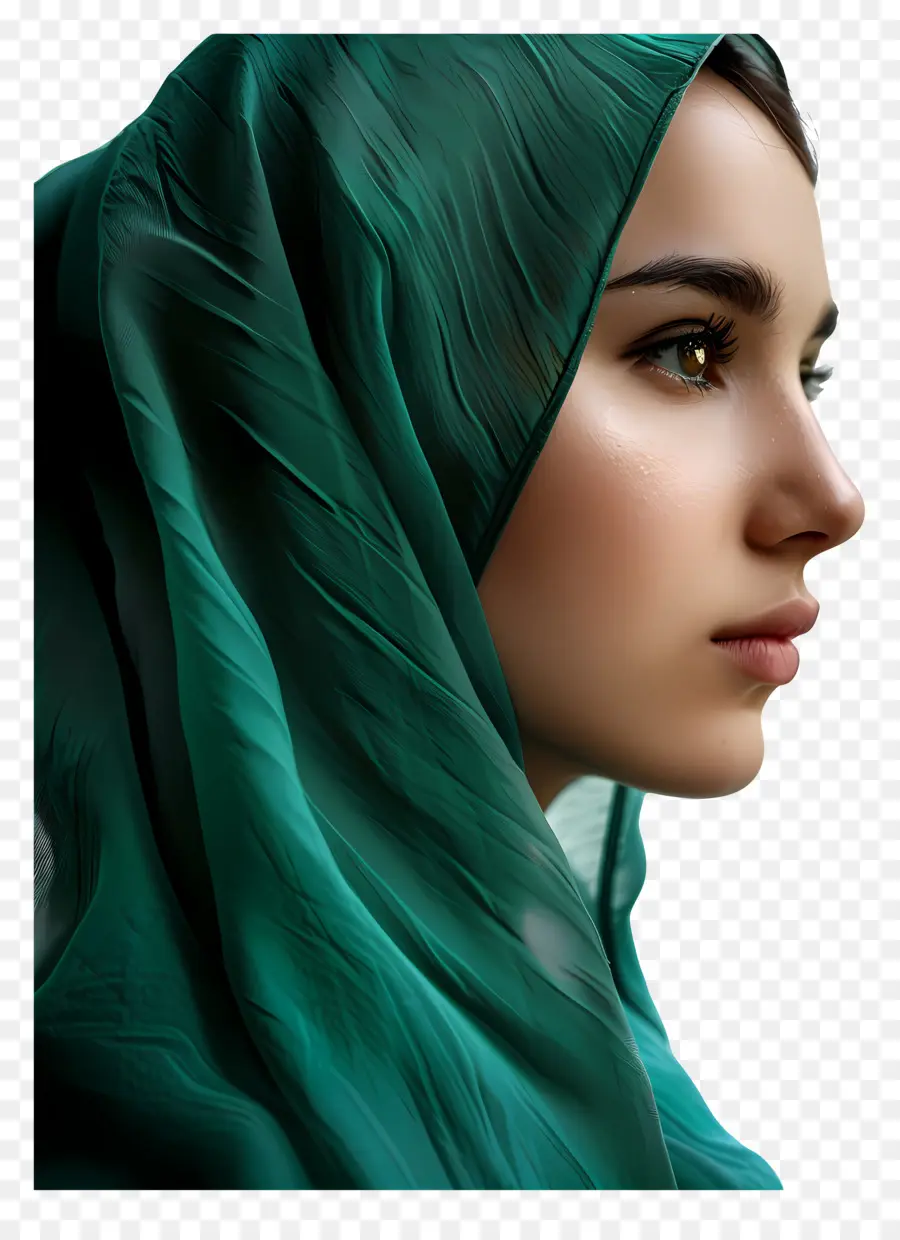Hijab Girl，Lenço Verde PNG