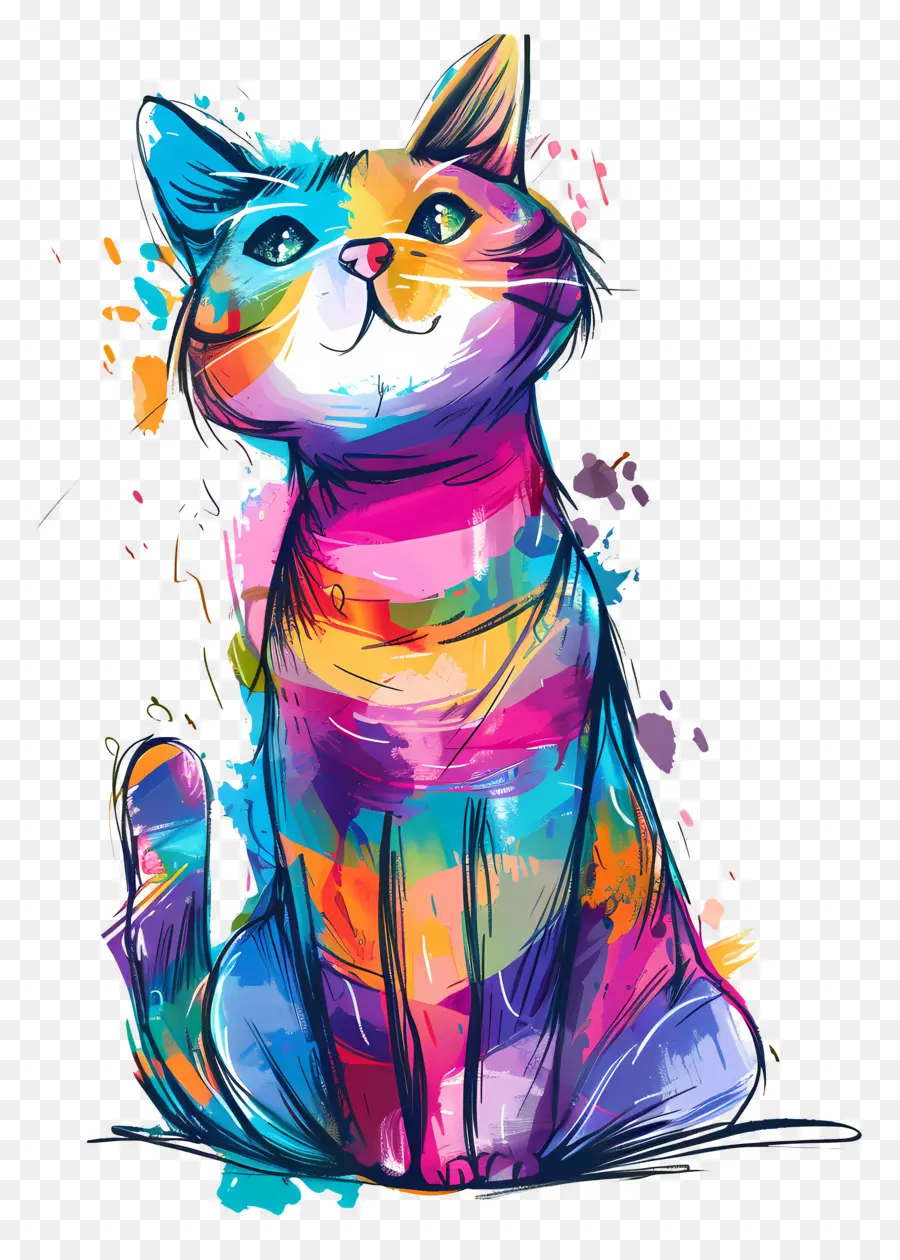 Gato Dos Desenhos Animados，Colorido Gato PNG