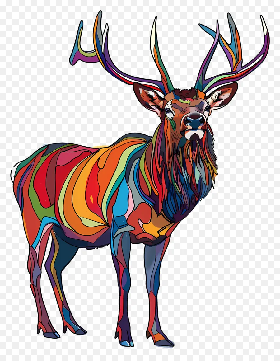 Elk，Cervo Colorido PNG