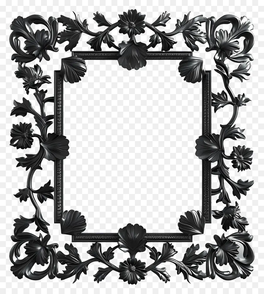 Moldura Em Preto，Quadro De Metal Preto PNG