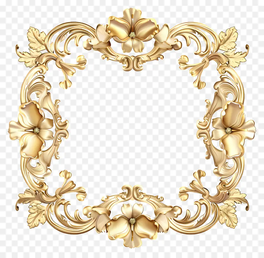 Quadro De Luxo Dourado，Praça De Ouro Emoldurado PNG