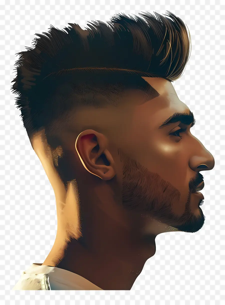 Alto Corte De Cabelo De Desbotamento，Homem PNG