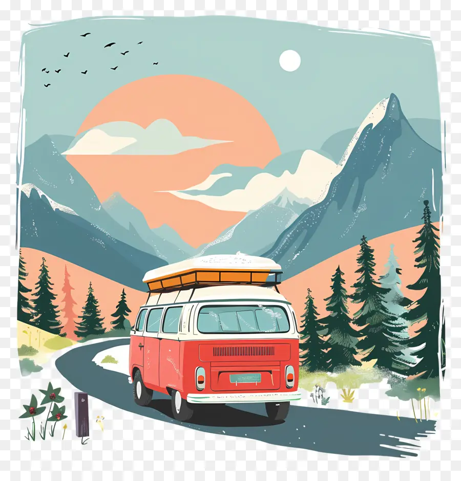 Dia Da Viagem，Volkswagen Camper Van Vintage PNG
