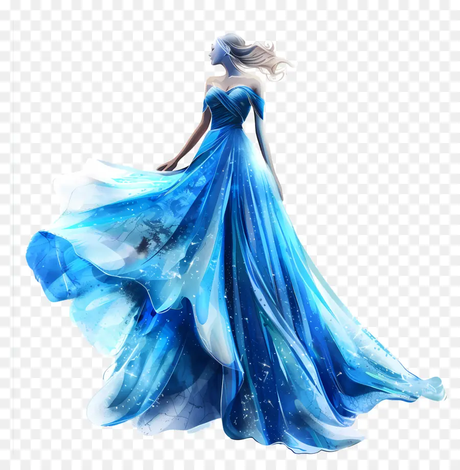 Vestido De Noiva Azul，Mulher PNG
