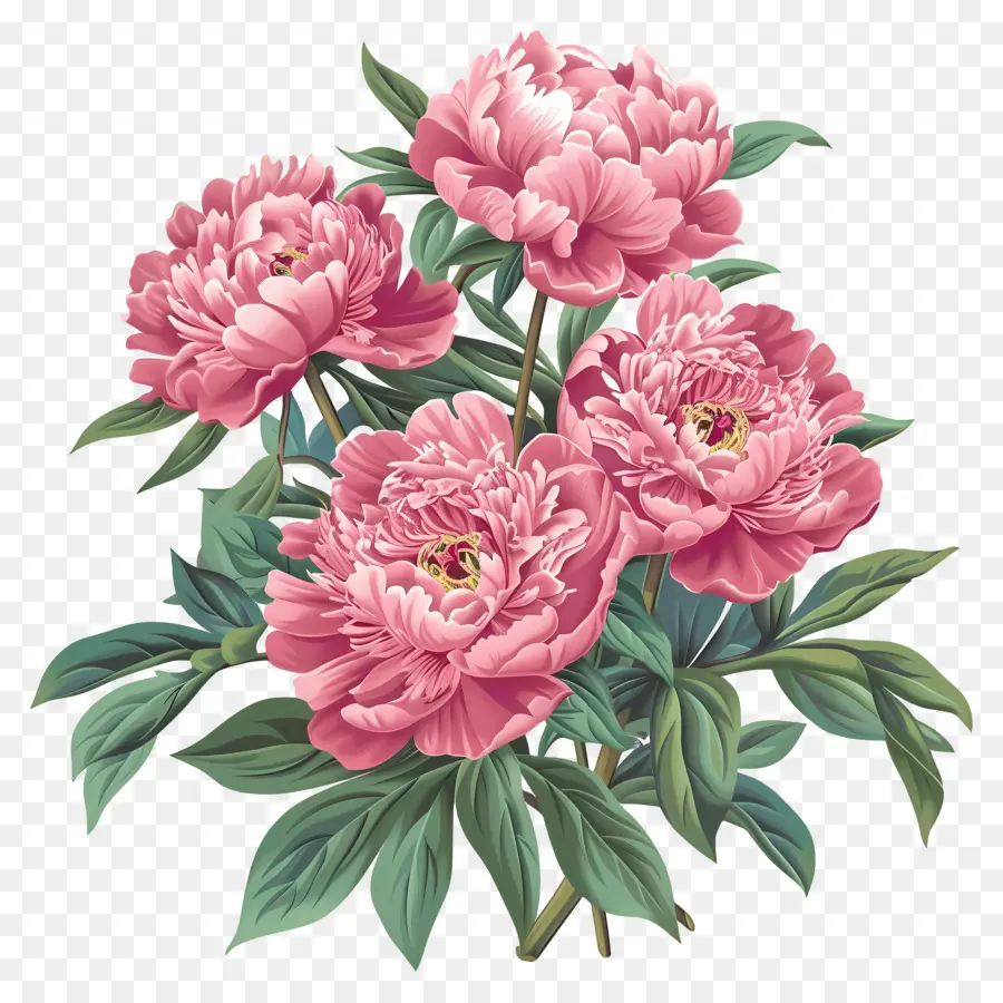 Peony Bush，Peônias Rosa PNG