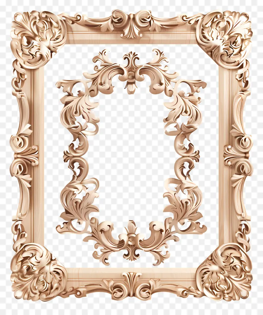 Quadro De Madeira Retângulo，Golden Frame PNG