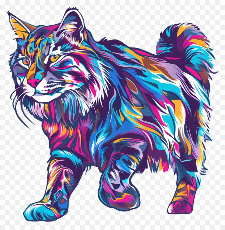 O Gato Selvagem，Colorido Gato PNG