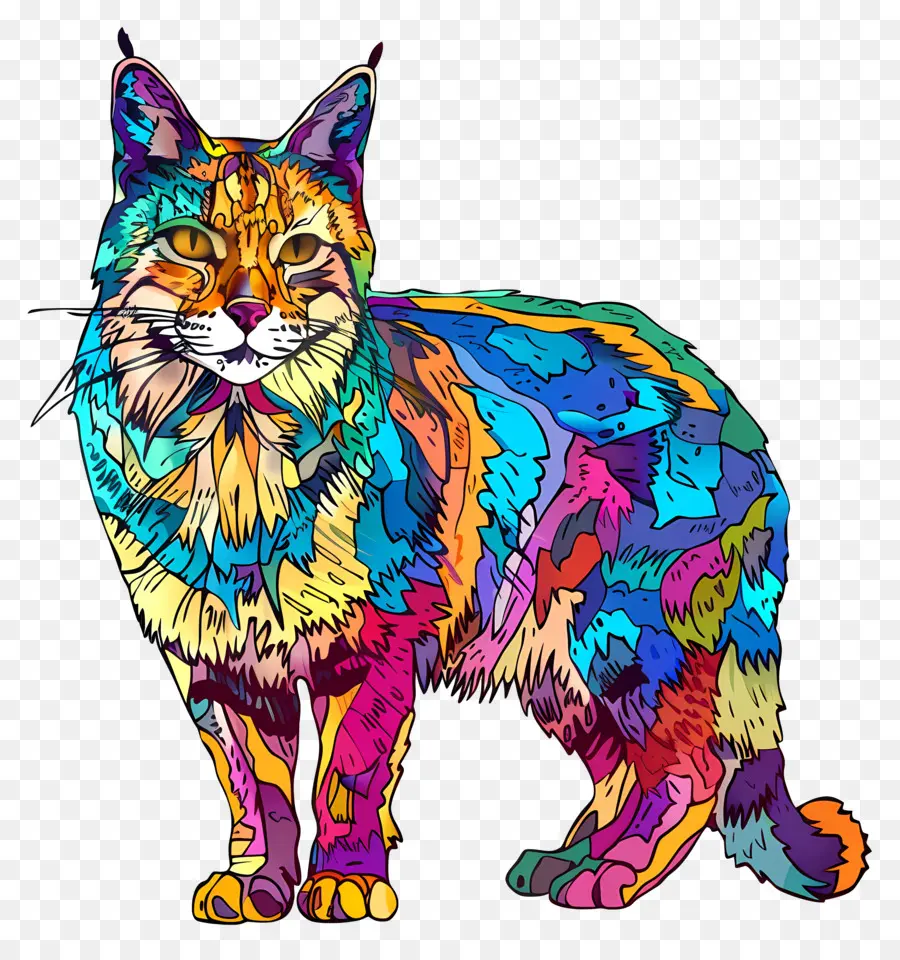 O Gato Selvagem，Colorido Gato PNG