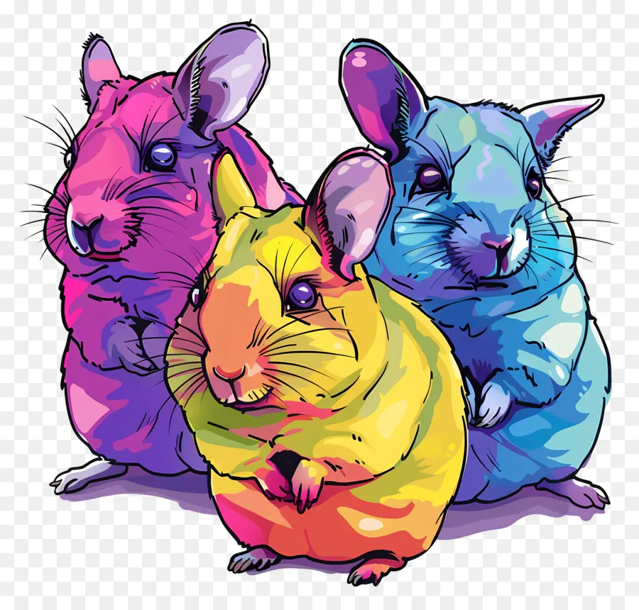 Chinchilas，Coelhos Coloridos PNG