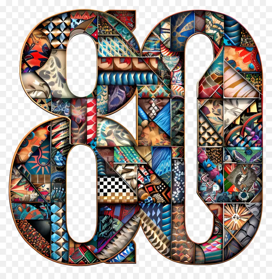 Número 80，Azulejo Mosaico PNG