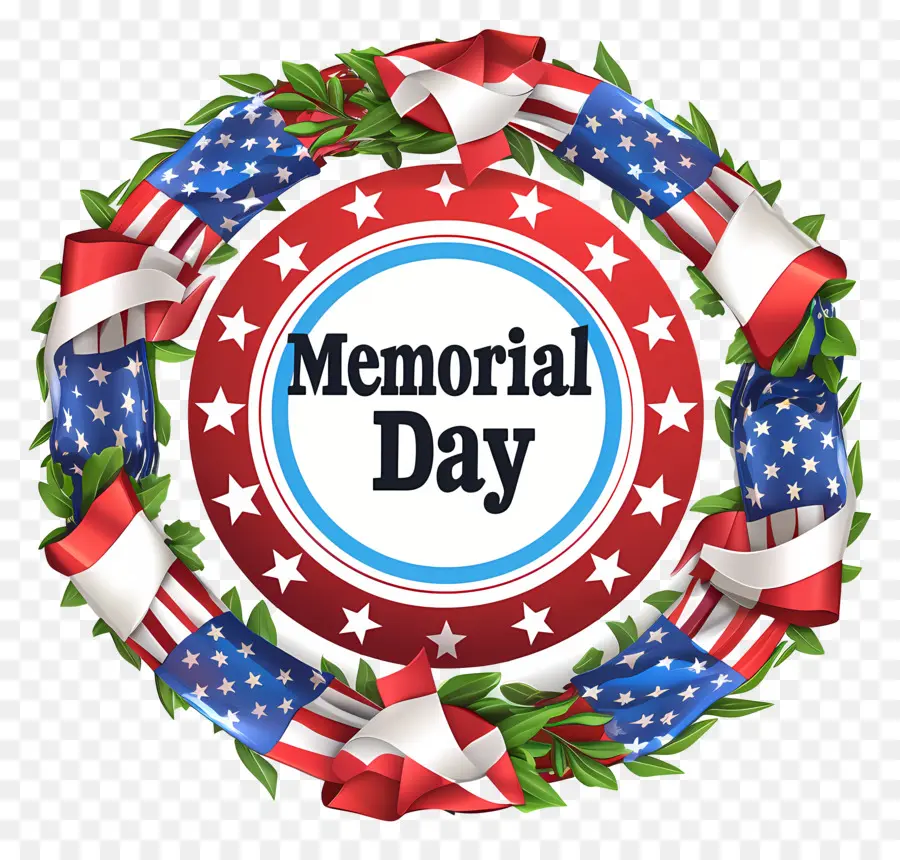 Memorial Day，Coroa Azul Branca Vermelha PNG