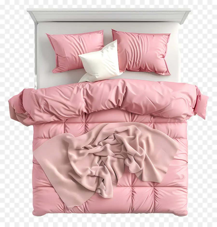 Vista Superior Da Cama，Cama Com Manta Rosa PNG