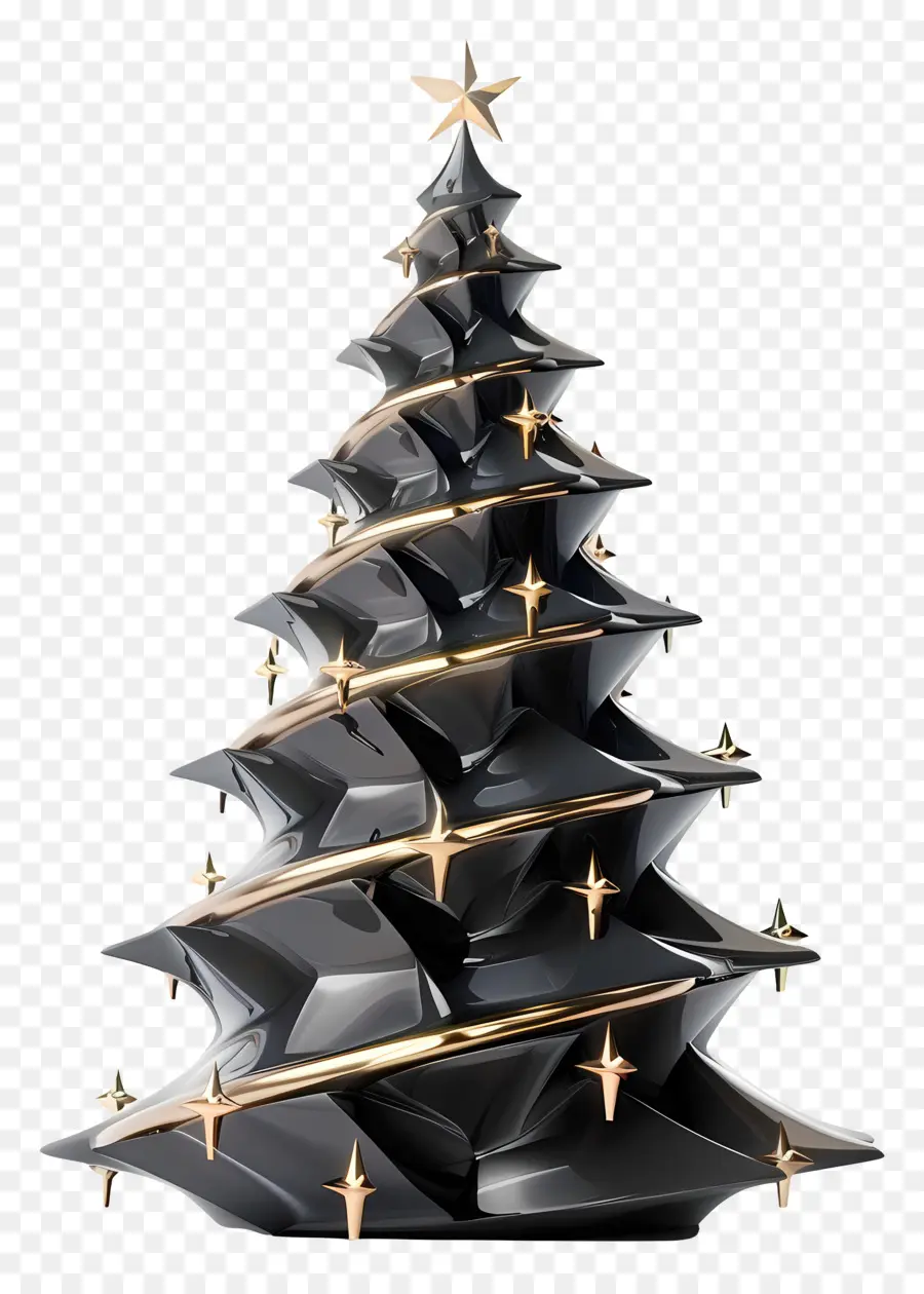 árvore De Natal，Árvore De Natal Preta E Dourada PNG