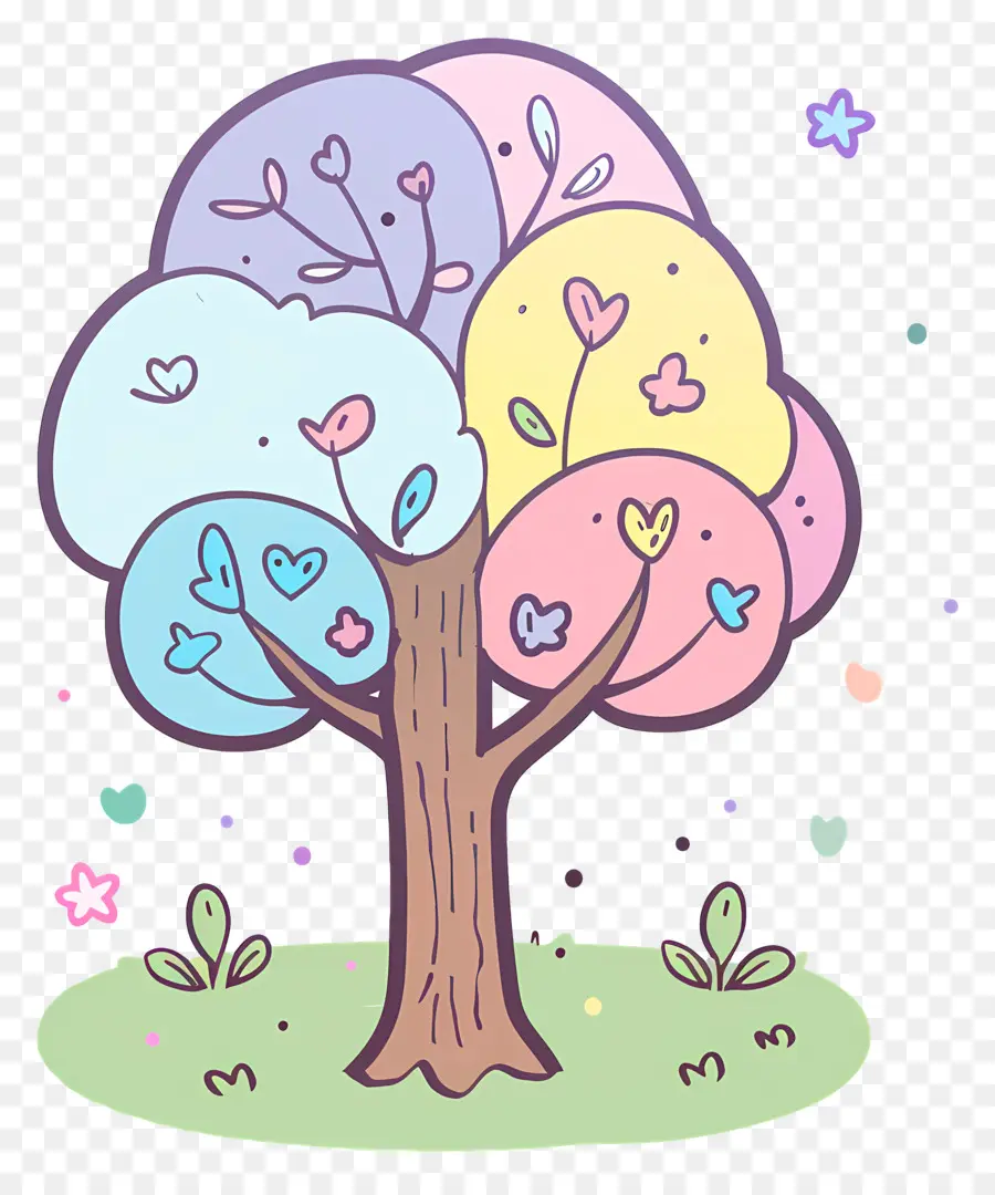 Árvore De Doodle，Coração árvore PNG