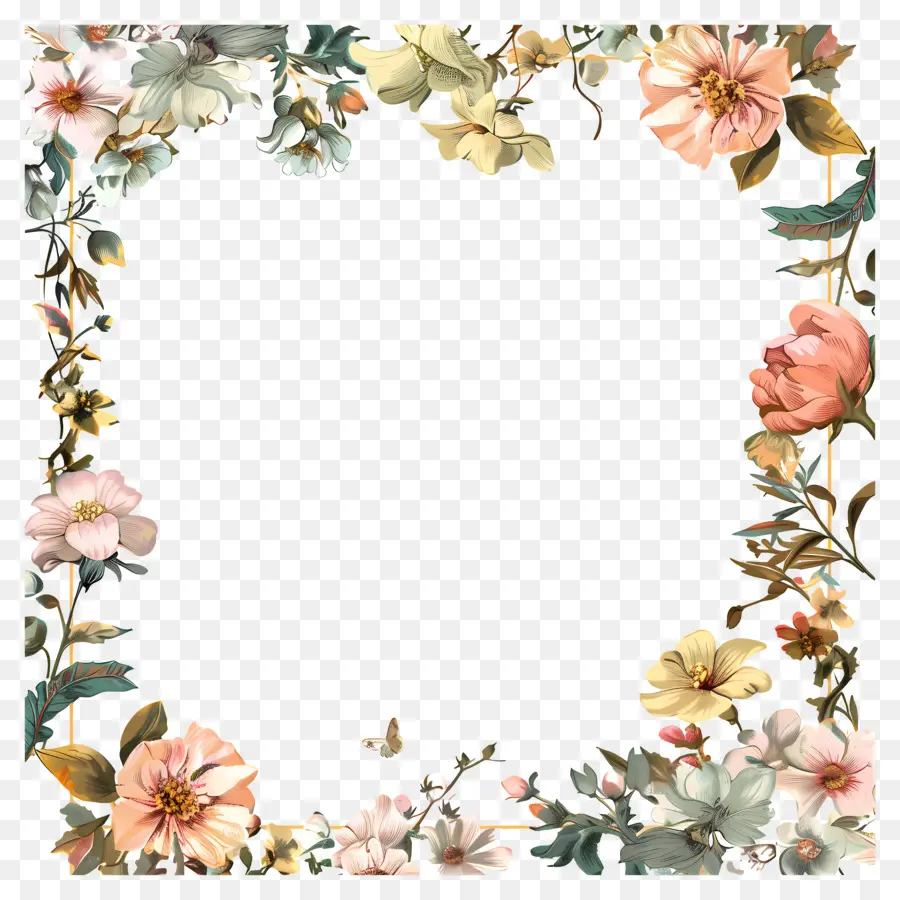 Flor Do Frame Da Foto，Floral Moldura PNG