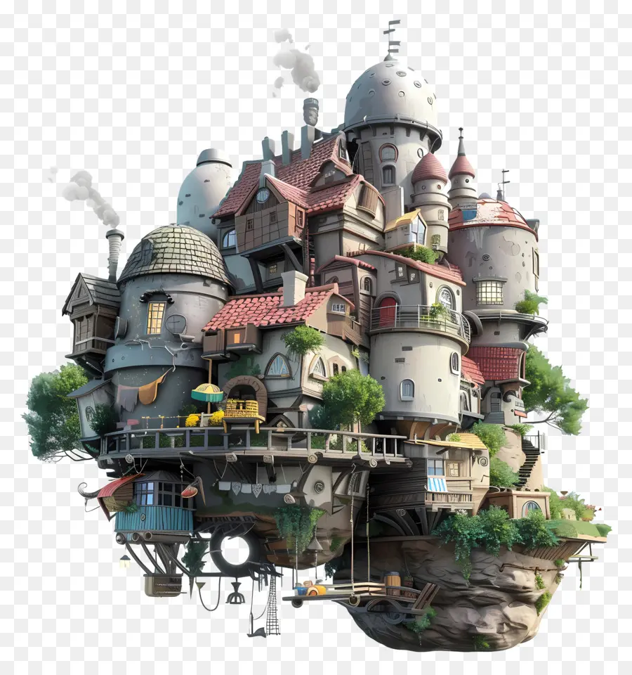 Uivos Moving Castle，Renderização Em 3d PNG