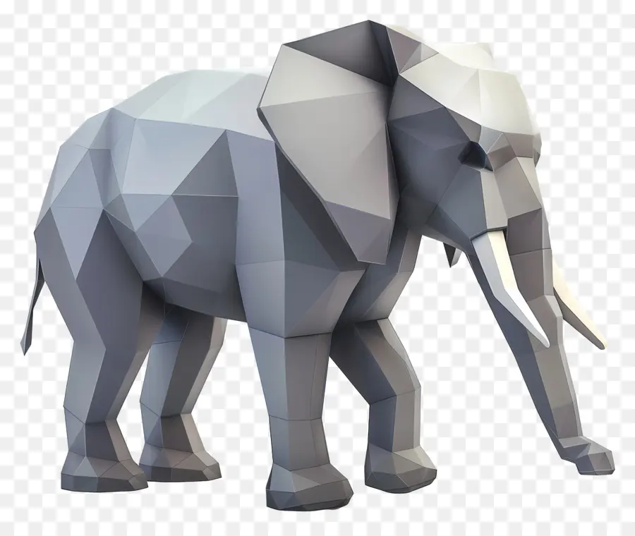 Elefante Isométrico，Low Poly Arte PNG
