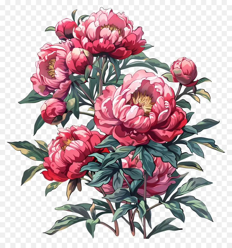 Peony Bush，Peônias Rosa PNG