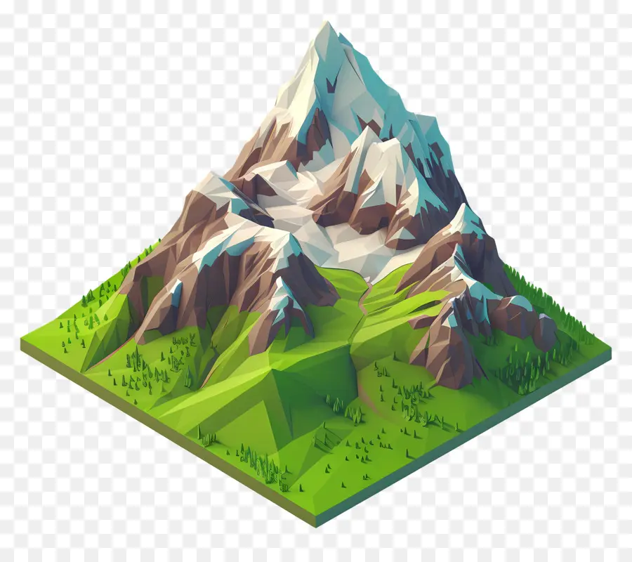 Montanha Isométrica，Representação 3d PNG