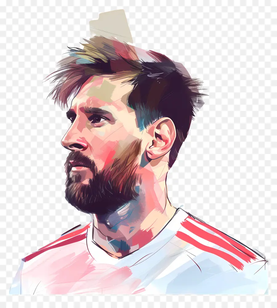 Messi，Homem Com Barba PNG