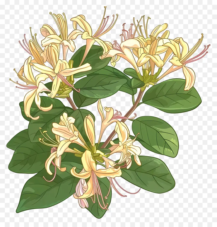 Flores De Madressilva，Grande Arbusto Florido PNG