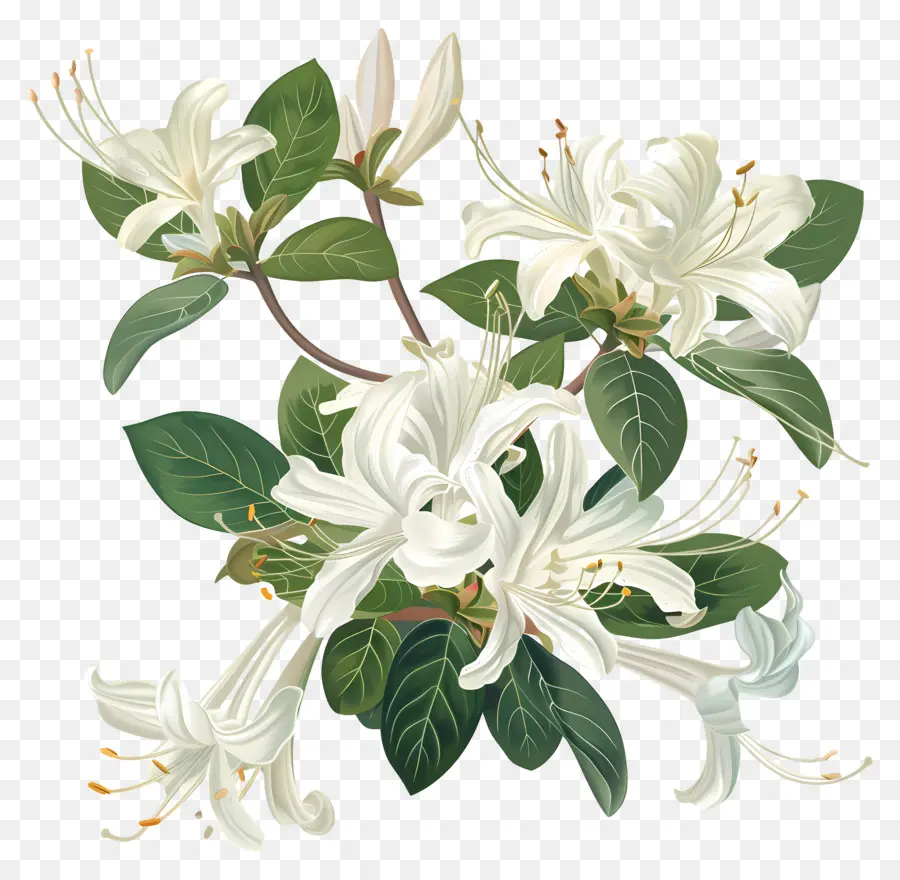 Flores De Madressilva，Lírio Branco PNG