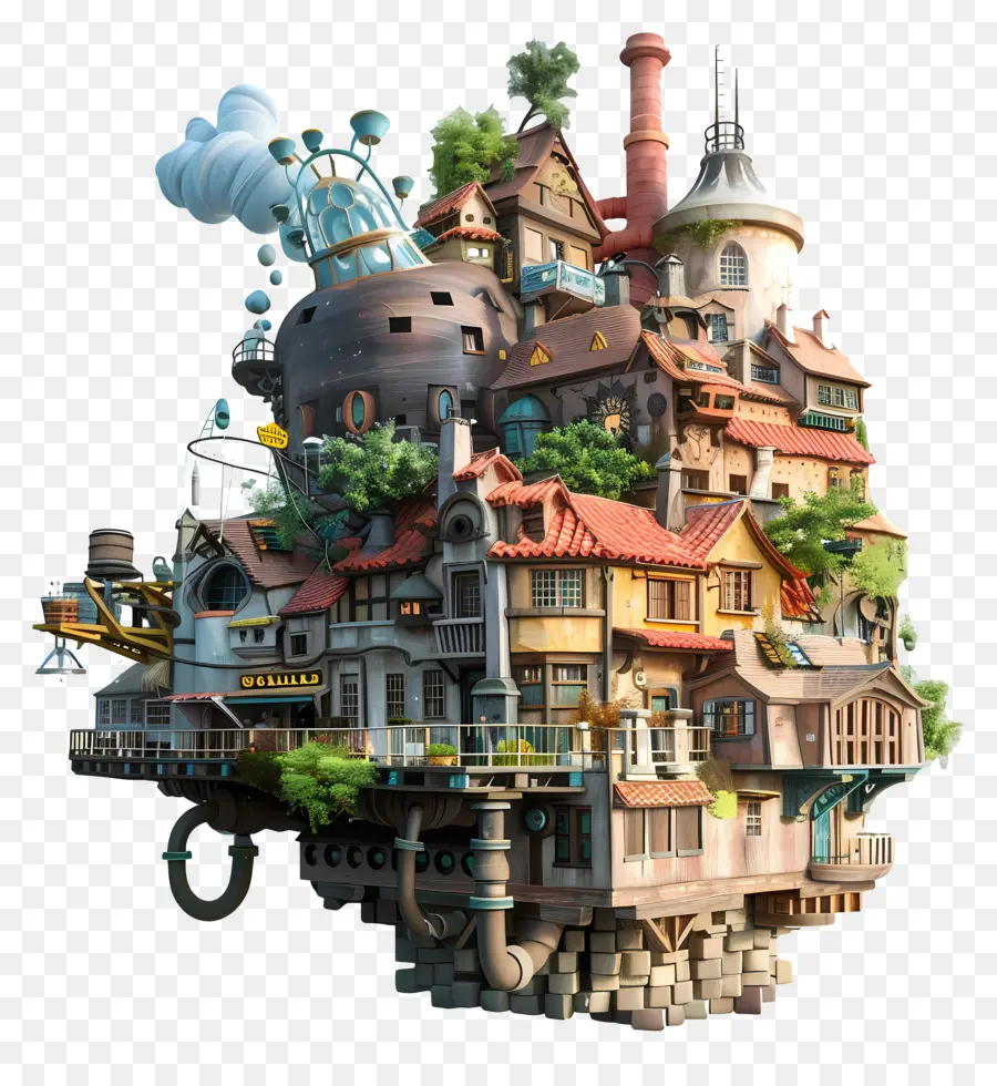 Uivos Moving Castle，Cidade Pequena PNG