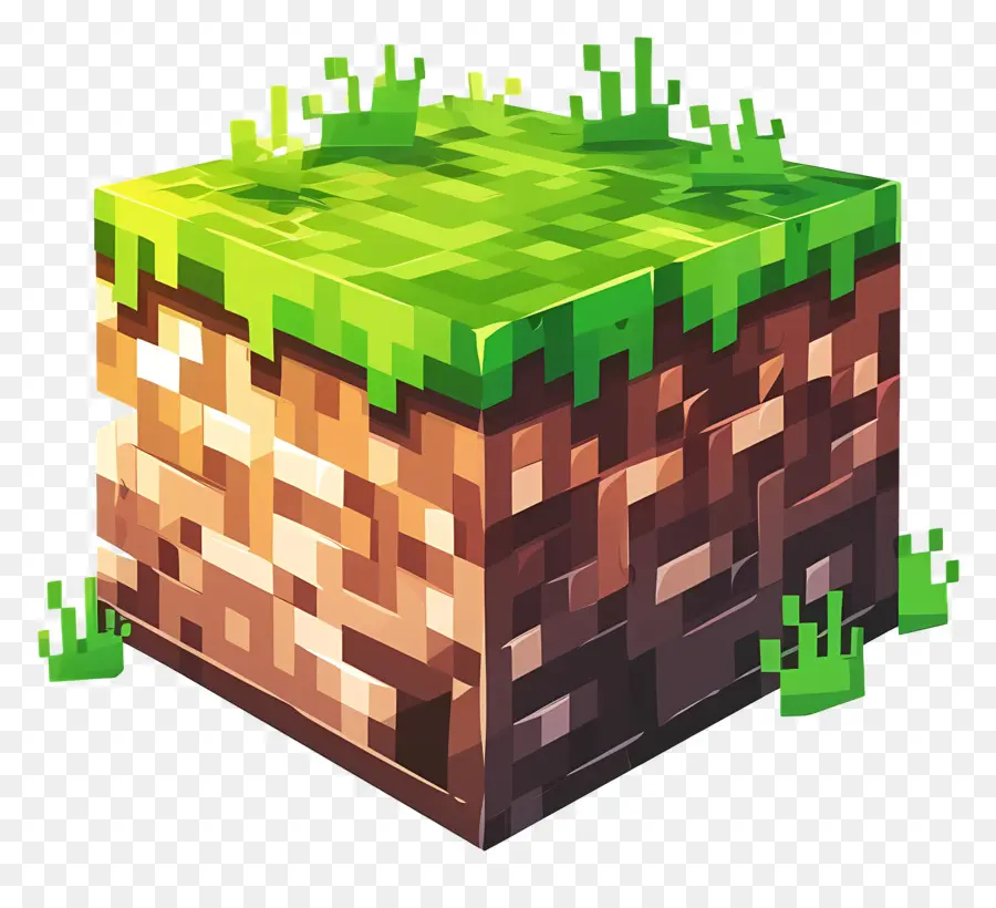 Minecraft Pixel，O Verde Da Relva PNG