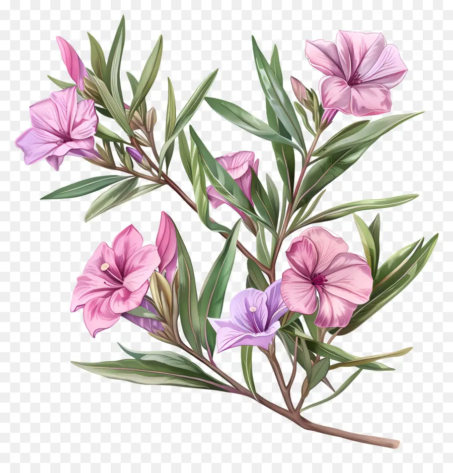 Oleander，Cor De Rosa E Branco PNG