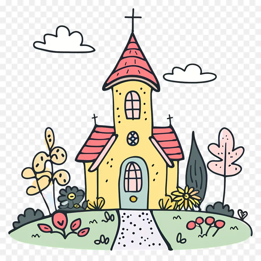 Clipart De Igreja，Casa Fofa De Doodle PNG