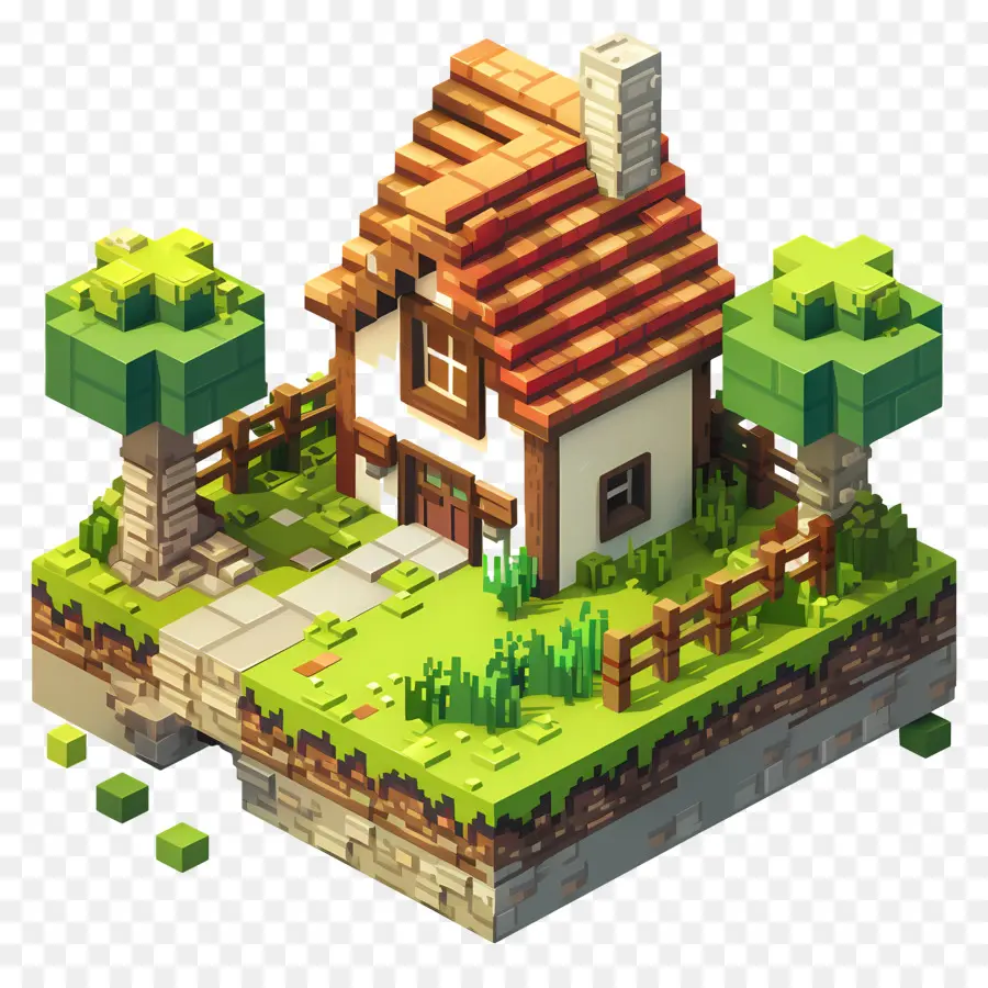 Minecraft Pixel，Casa De Madeira PNG