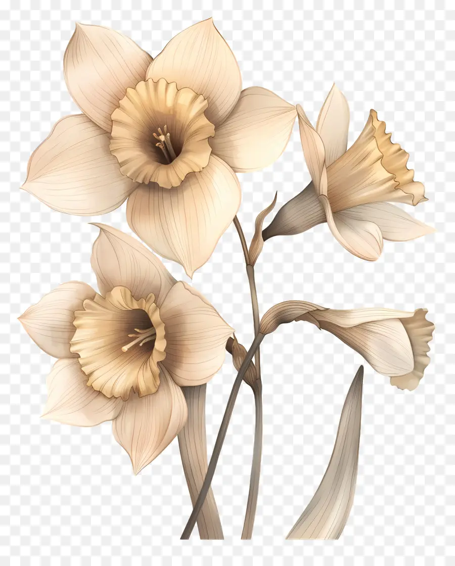 Flores De Narcisos，Ilustração Em Aquarela PNG