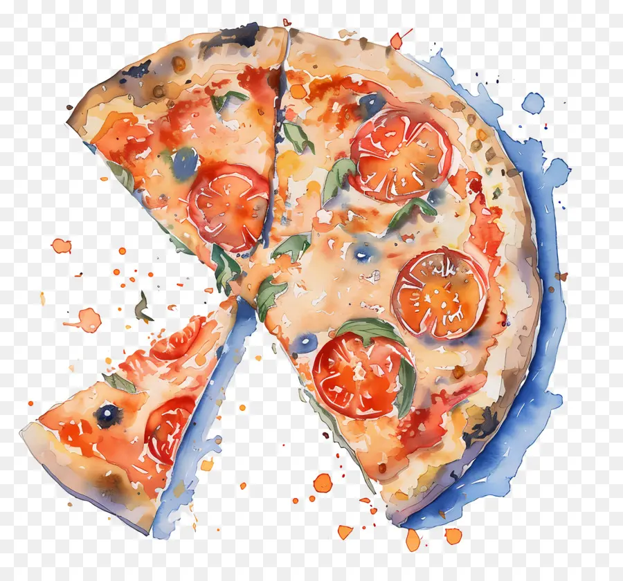 Aquarela Pizza，Pizza PNG