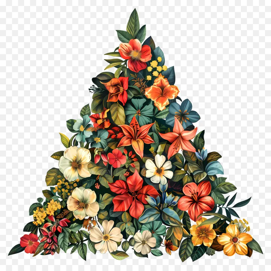 Triângulo Floral，Flores Coloridas PNG