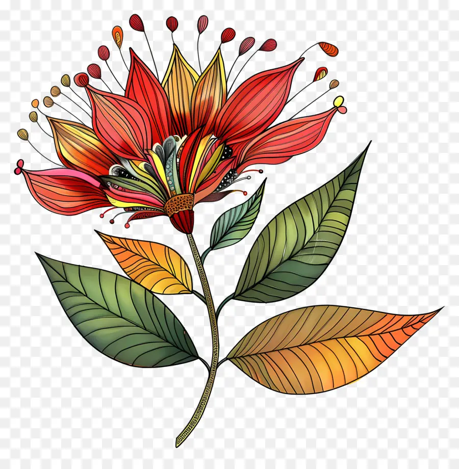 Flor De Estômagos，Flor Vermelha E Amarela PNG