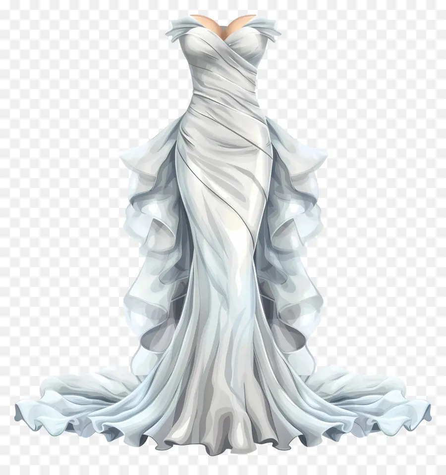 Vestido De Noiva De Sereia，Vestido De Chiffon De Seda PNG
