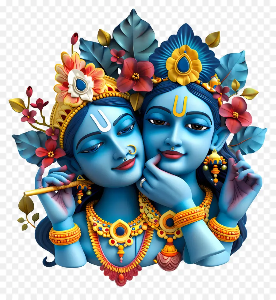 Radha Krishna，Divindades Azuis PNG