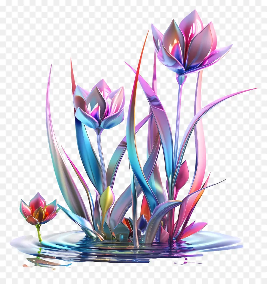 Plantas De água，Flores Coloridas PNG