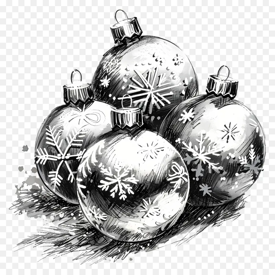 Bolas De Natal，Ornamentos De Prata PNG