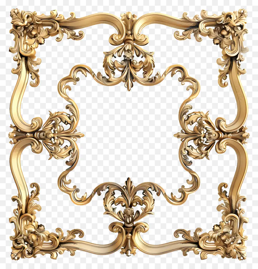 Quadro De Ouro Real，Golden Frame PNG