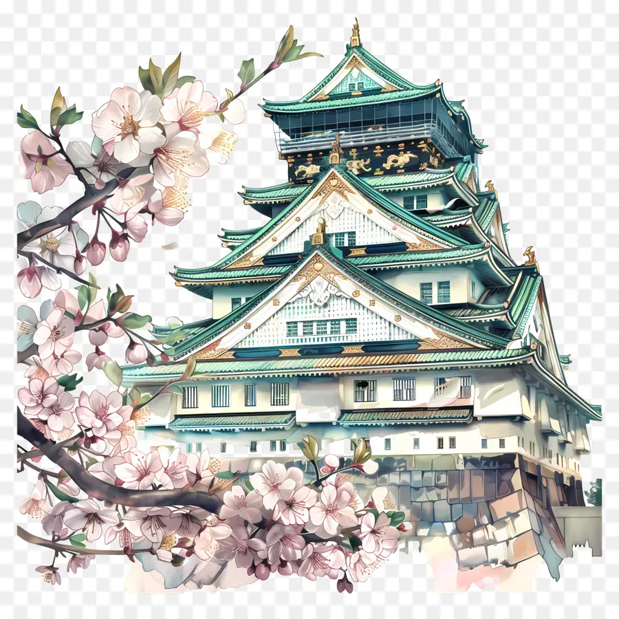 Castelo De Osaka，Castelo Japonês PNG