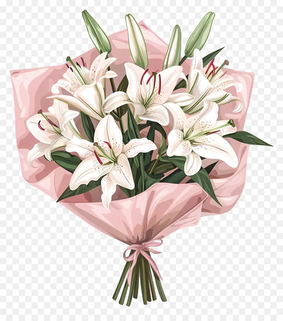 Lilies Bouquet，Lírios Brancos PNG