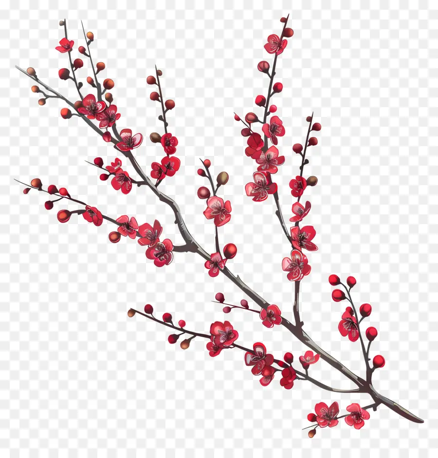 Pequenas Flores Vermelhas，Flor De Cerejeira PNG