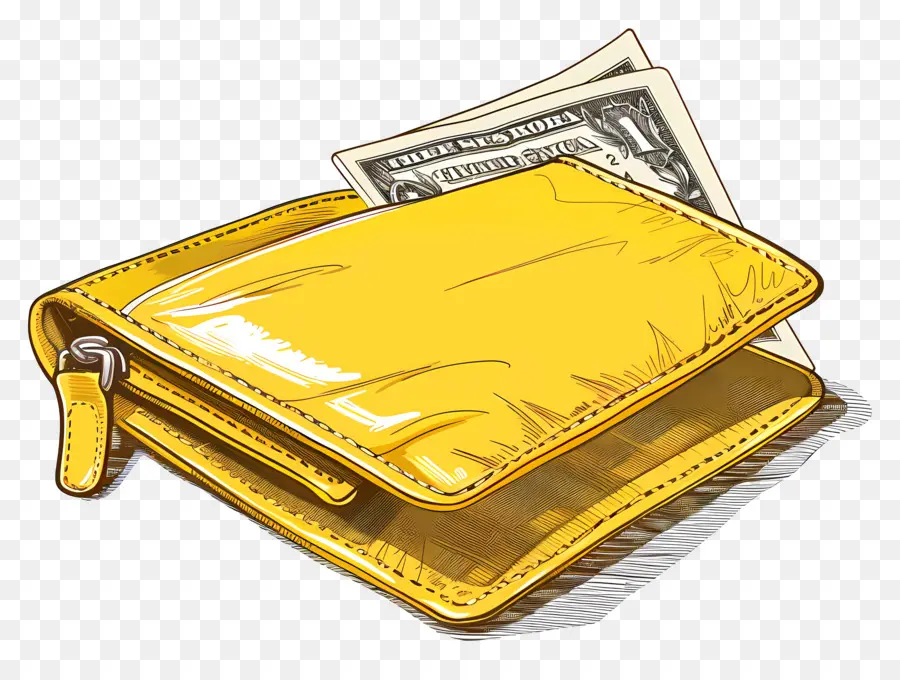 Carteira Com Dinheiro，Carteira Amarela PNG